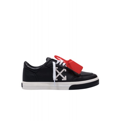 Snekarrs OFF WHITE, Black leather sneakers with logo