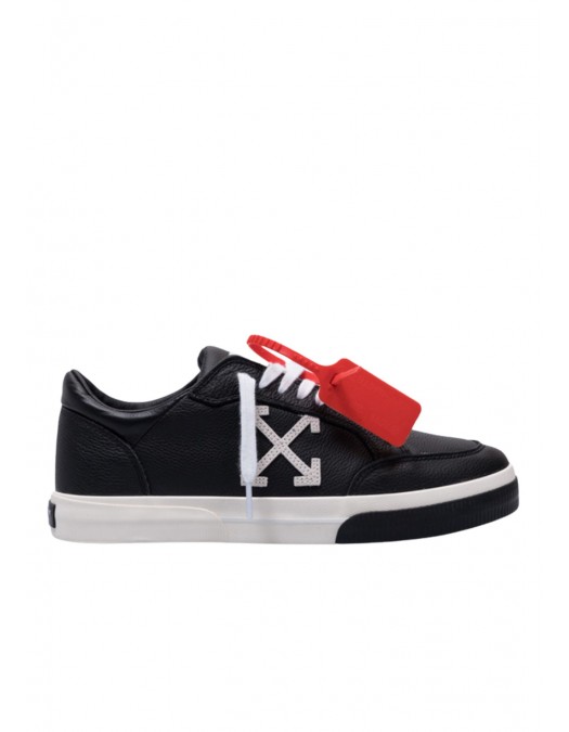 Snekarrs OFF WHITE, Black leather sneakers with logo - OMIA293C99LEA0021001