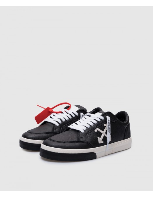 Snekarrs OFF WHITE, Black leather sneakers with logo - OMIA293C99LEA0021001