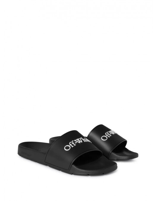 Papuci OFF WHITE, Bookish Logo Print, Black - OMIU002C99MAT0011001 Papuci OFF WHITE, Bookish Logo Print, Black - OMIU002C99MAT0011001