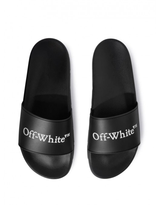 Papuci OFF WHITE, Bookish Logo Print, Black - OMIU002C99MAT0011001 Papuci OFF WHITE, Bookish Logo Print, Black - OMIU002C99MAT0011001
