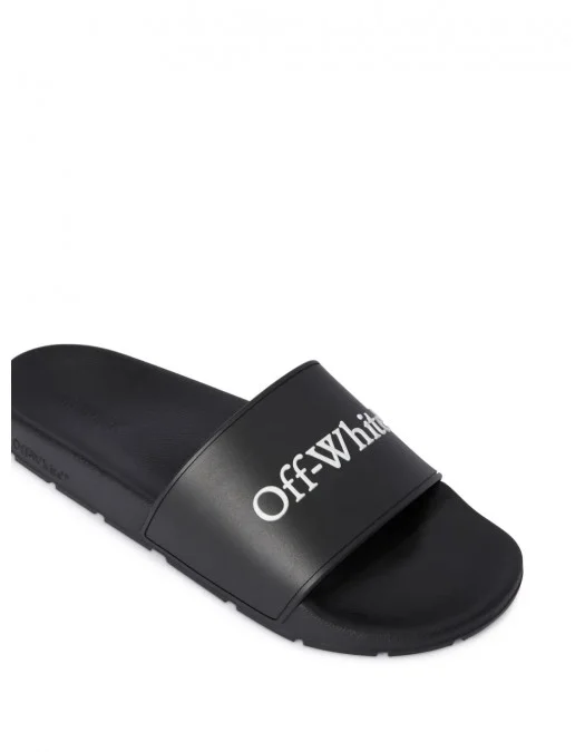 Papuci OFF WHITE, Bookish Logo Print, Black - OMIU002C99MAT0011001 Papuci OFF WHITE, Bookish Logo Print, Black - OMIU002C99MAT0011001