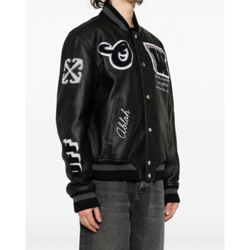 Jacheta OFF WHITE, Leather Jacket, OMJA122C99LEA0011010 Jacheta OFF WHITE, Leather Jacket, OMJA122C99LEA0011010