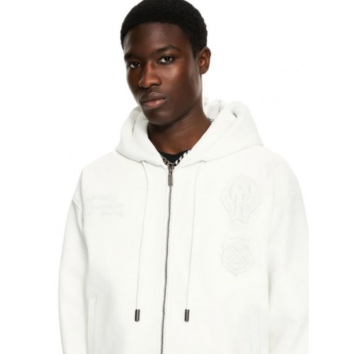 Hanorac OFF WHITE, Royal Team Embroidery Zip Hoodie, White
