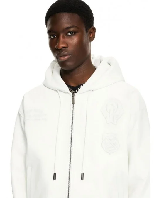 Hanorac OFF WHITE, Royal Team Embroidery Zip Hoodie, White - OMJA13RS26LEA00310