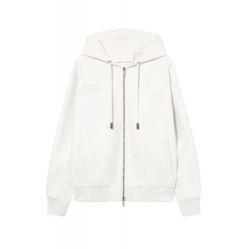 Hanorac OFF WHITE, Royal Team Embroidery Zip Hoodie, White