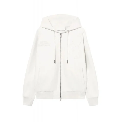 Hanorac OFF WHITE, Royal Team Embroidery Zip Hoodie, White