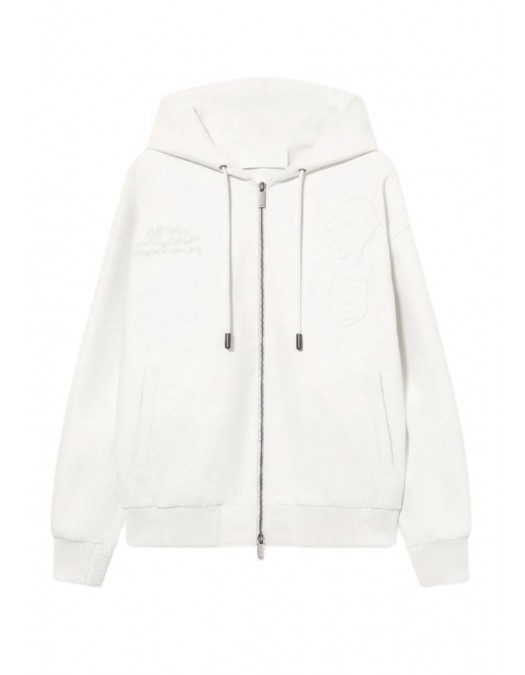 Hanorac OFF WHITE, Royal Team Embroidery Zip Hoodie, White - OMJA13RS26LEA00310