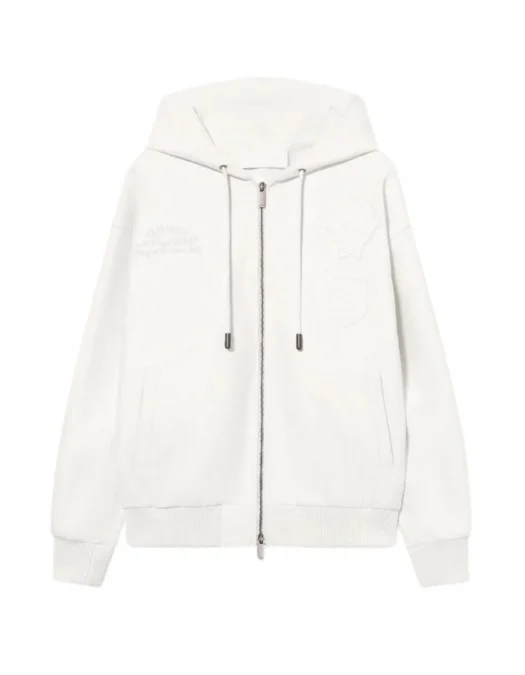 Hanorac OFF WHITE, Royal Team Embroidery Zip Hoodie, White - OMJA13RS26LEA00310