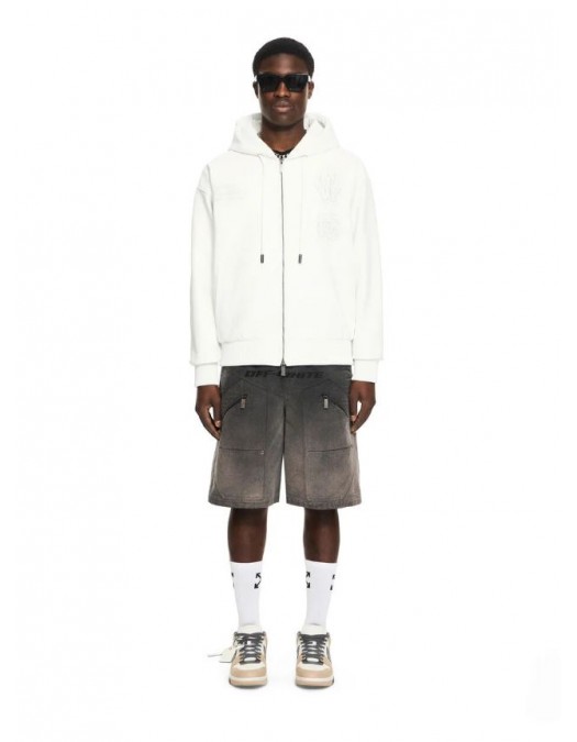 Hanorac OFF WHITE, Royal Team Embroidery Zip Hoodie, White - OMJA13RS26LEA00310