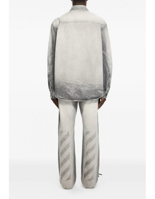 Camasa OFF WHITE, Diagonal Embroidery faded overshirt - OMYD05VS26D003020