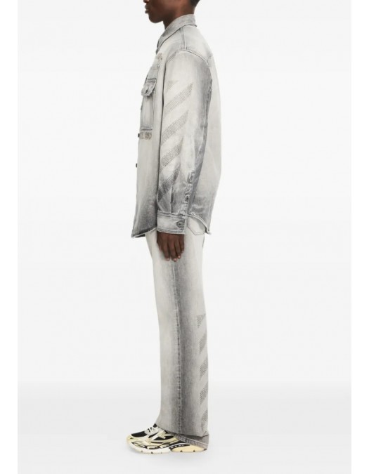 Camasa OFF WHITE, Diagonal Embroidery faded overshirt - OMYD05VS26D003020