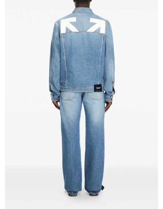 Jacheta OFF WHITE, Half Arrow Denim Skate Jacket - OMYE09QS26D002400