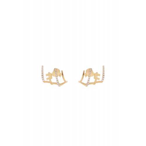 Cercei ELISABETTA FRANCHI, Orecchini Strass Mini Logo-Oro Giallo