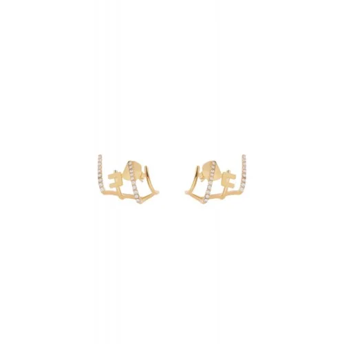 Cercei ELISABETTA FRANCHI, Orecchini Strass Mini Logo-Oro Giallo