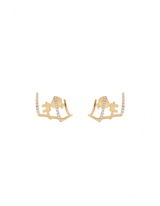 Cercei ELISABETTA FRANCHI, Orecchini Strass Mini Logo-Oro Giallo - OR66A62E2U95