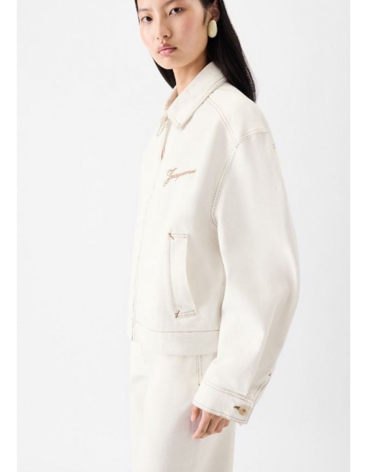 JACHETA JACQUEMUS, Canevas de-Nîmes denim, Alb - OUW00100AD0004011CF