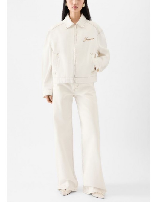 JACHETA JACQUEMUS, Canevas de-Nîmes denim, Alb - OUW00100AD0004011CF