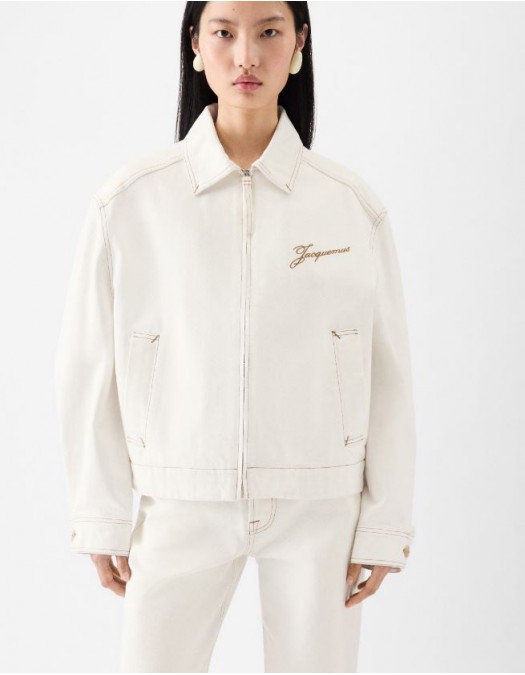 JACHETA JACQUEMUS, Canevas de-Nîmes denim, Alb - OUW00100AD0004011CF