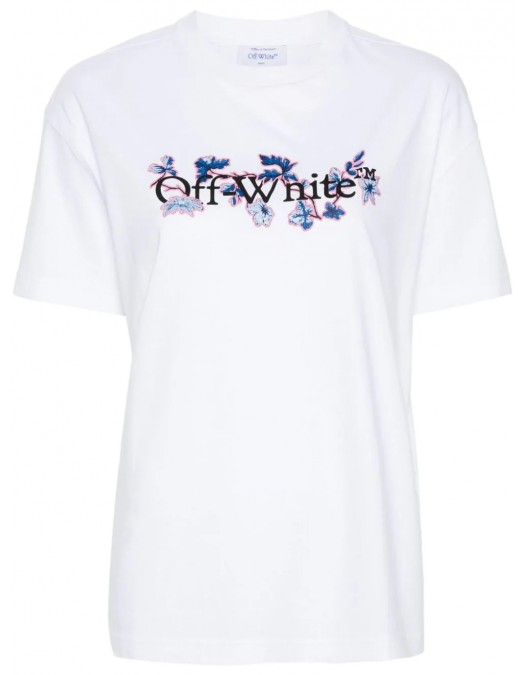 Tricou OFF WHITE, Blue Flowers, White - OWAA089F24JER0030184