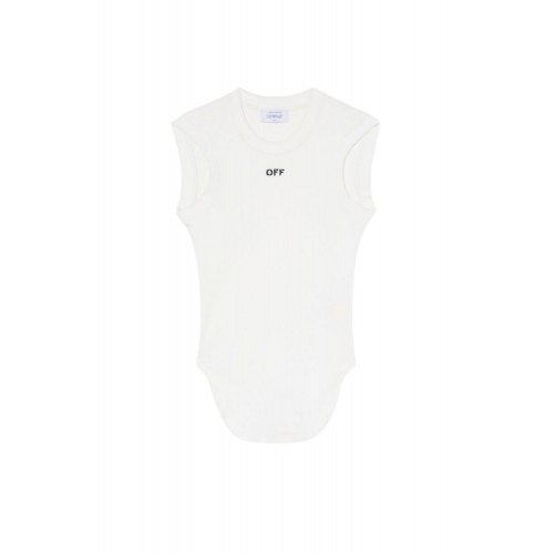 TOP OFF WHITE, Off Stamp Rib Kat Top, Alb TOP OFF WHITE, Off Stamp Rib Kat Top, Alb