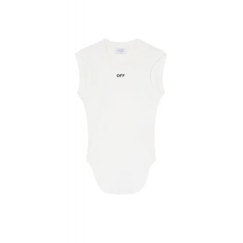 TOP OFF WHITE, Off Stamp Rib Kat Top, Alb