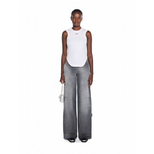 TOP OFF WHITE, Off Stamp Rib Kat Top, Alb TOP OFF WHITE, Off Stamp Rib Kat Top, Alb