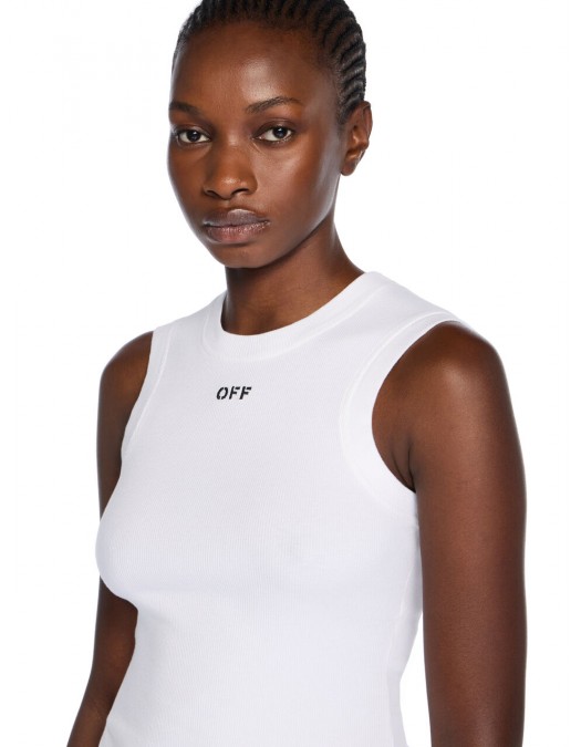 TOP OFF WHITE, Off Stamp Rib Kat Top, Alb - OWAD26XF25JER0020110 TOP OFF WHITE, Off Stamp Rib Kat Top, Alb - OWAD26XF25JER0020110