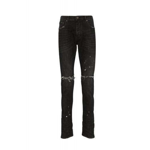 Jeans PURPLE, distressed ripped knee jeans, Black