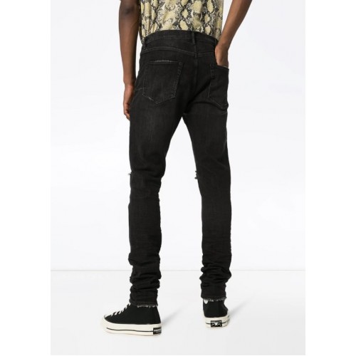 Jeans PURPLE, distressed ripped knee jeans, Black