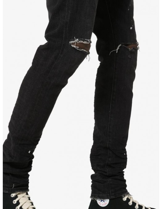 Jeans PURPLE, distressed ripped knee jeans, Black - P001BOS