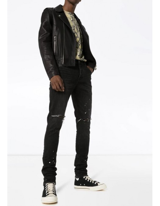 Jeans PURPLE, distressed ripped knee jeans, Black - P001BOS