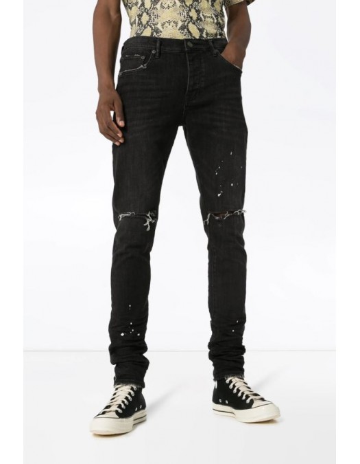 Jeans PURPLE, distressed ripped knee jeans, Black - P001BOS