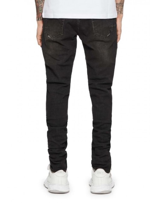 Jeans PURPLE, Low rise skinny, Black Overspray - P001LIVI122