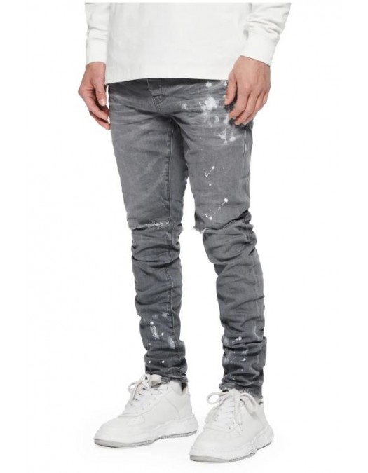 Jeans PURPLE,  Worn Grey Knee Slit, Low rise skinny - P001WGKS122