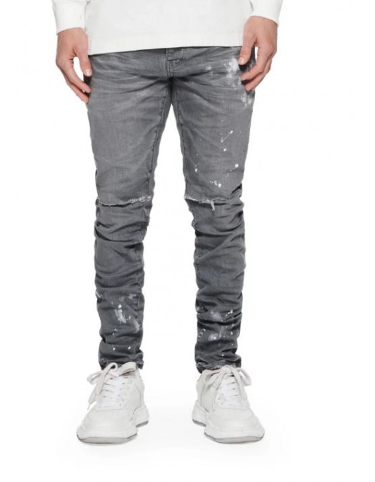 Jeans PURPLE,  Worn Grey Knee Slit, Low rise skinny - P001WGKS122