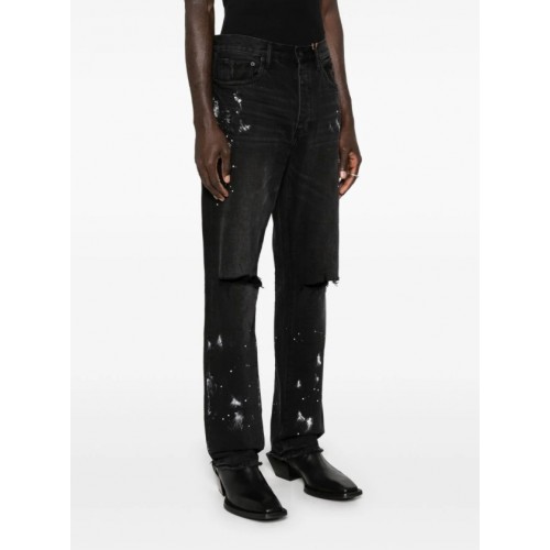 Jeans PURPLE, Distressed straight leg cotton jeans