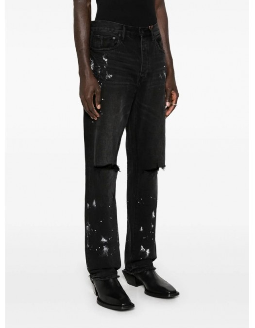 Jeans PURPLE, Distressed straight leg cotton jeans - P011BRKS526