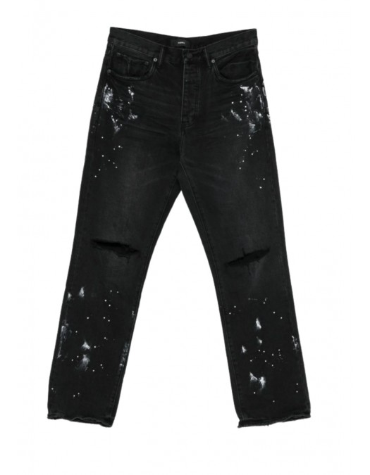 Jeans PURPLE, Distressed straight leg cotton jeans - P011BRKS526