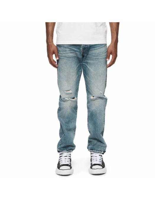 Jeans Purple, Vintage Knee Slit Denim (Mid Indigo) - P011VKSM124