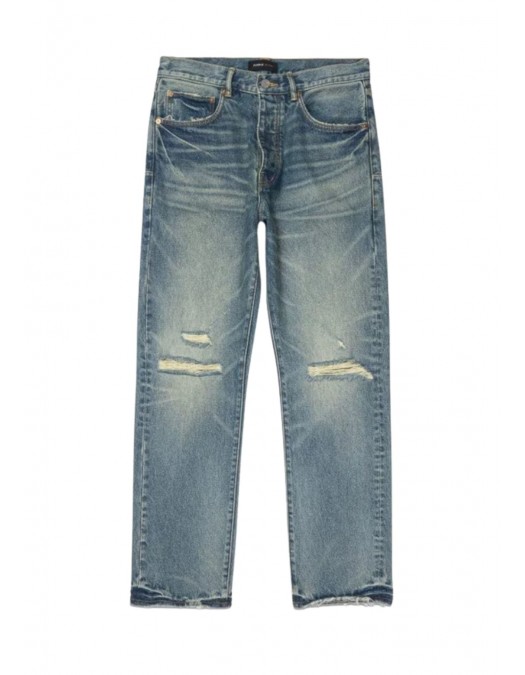 Jeans Purple, Vintage Knee Slit Denim (Mid Indigo) - P011VKSM124
