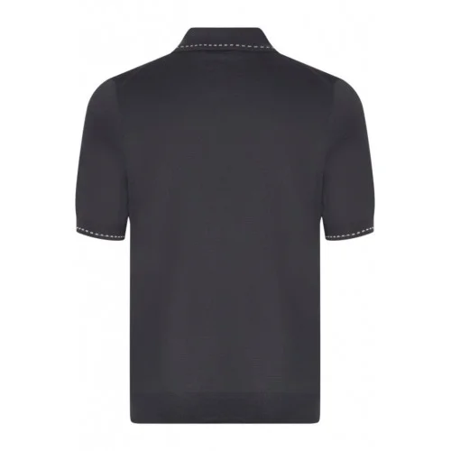 Tricou polo GRAN SASSO, Luxury Silk Cotton Polo, Negru