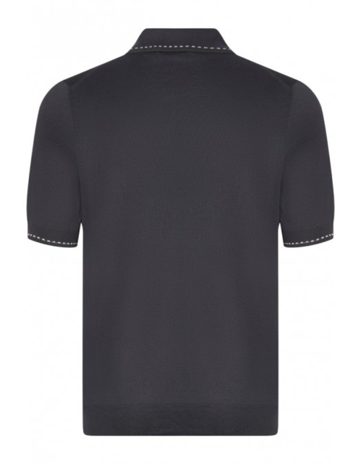 Tricou polo GRAN SASSO, Luxury Silk Cotton Polo, Negru - P20264314216224099