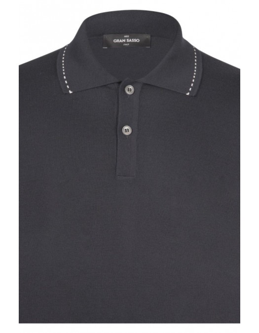 Tricou polo GRAN SASSO, Luxury Silk Cotton Polo, Negru - P20264314216224099