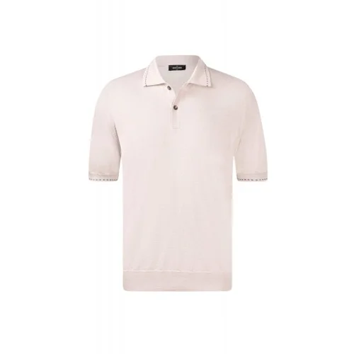 Tricou polo GRAN SASSO, Luxury Silk Cotton Polo, Cream