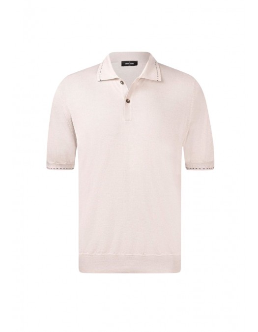 Tricou polo GRAN SASSO, Luxury Silk Cotton Polo, Cream - P20264314216224101
