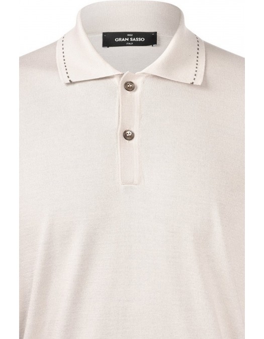 Tricou polo GRAN SASSO, Luxury Silk Cotton Polo, Cream - P20264314216224101