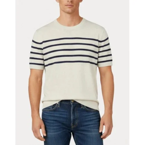 Tricou GRAN SASSO, striped short-sleeve sweater, White