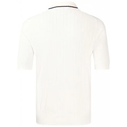 Tricou polo GRAN SASSO, Men's Knit Zip Up Polo, Alb