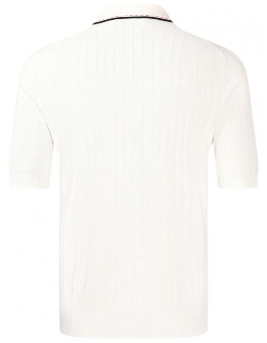 Tricou polo GRAN SASSO, Men's Knit Zip Up Polo, Alb - P20265717018047005